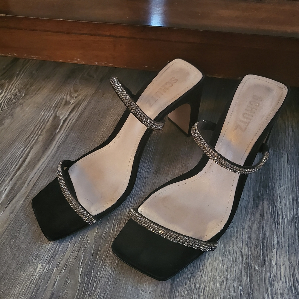 Schutz Bedazzled Strappy Heels